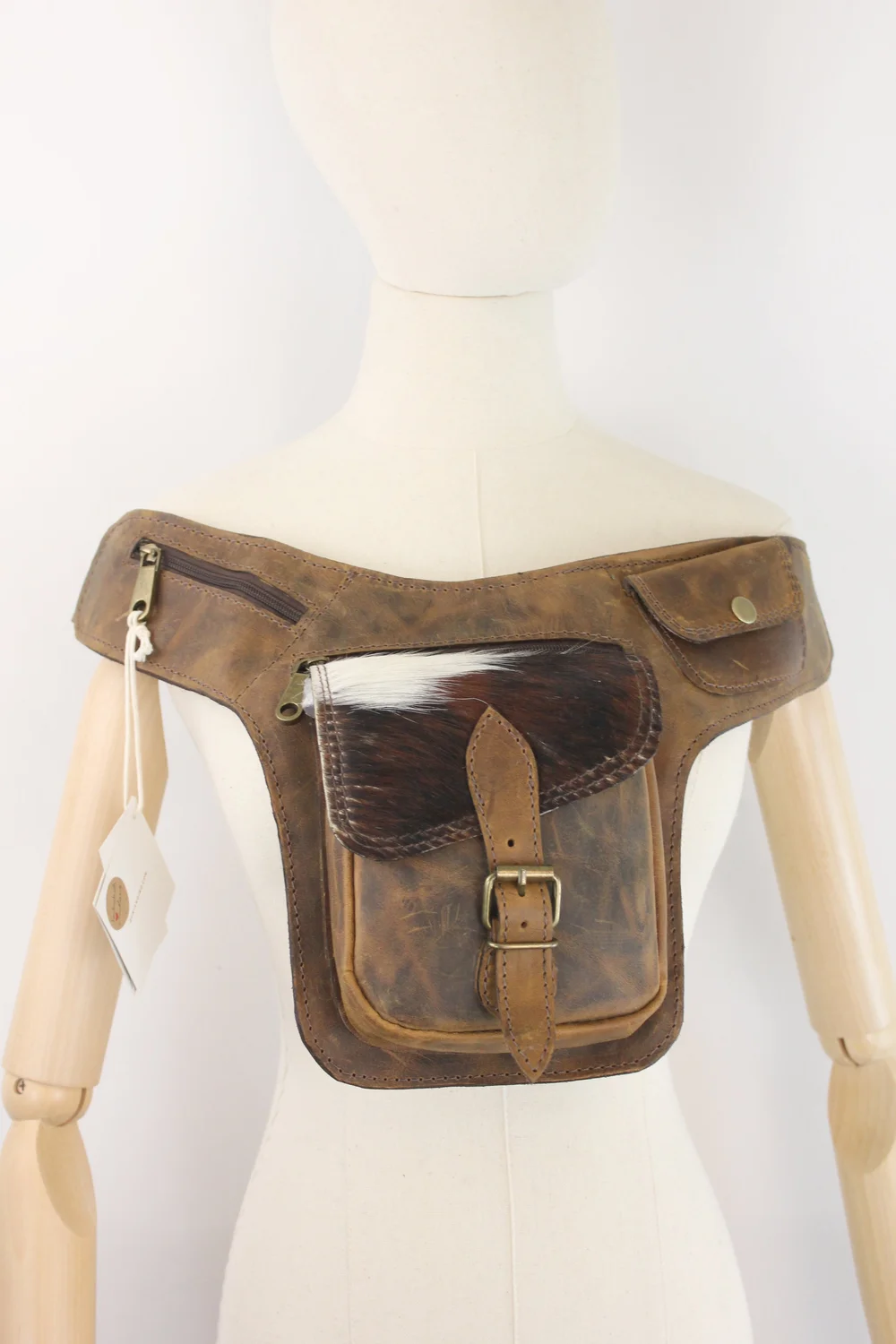 Vaquita & Leather Handmade Bumbag — Quri Andino